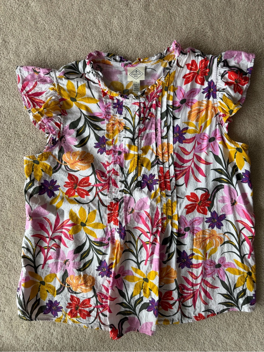St Johns Bay Floral Flutter Sleeve Top